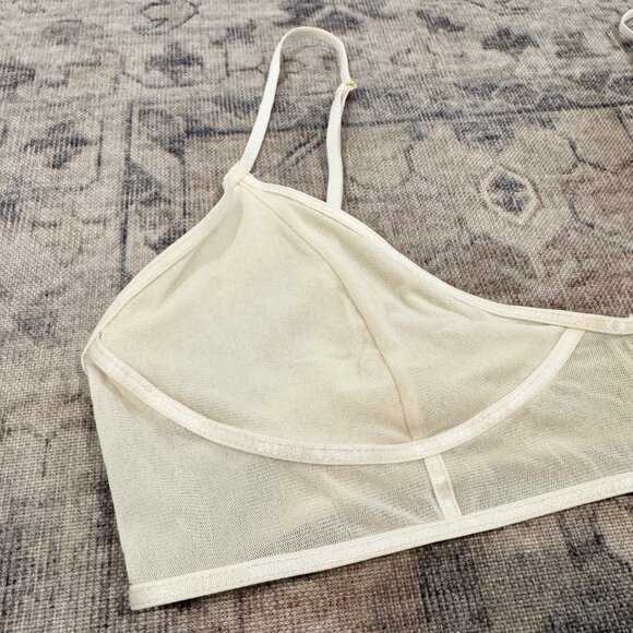 Free People Moonlight Mesh Corset Adjustable Bra Cream Sheer Bralette Large - Picture 2 of 6